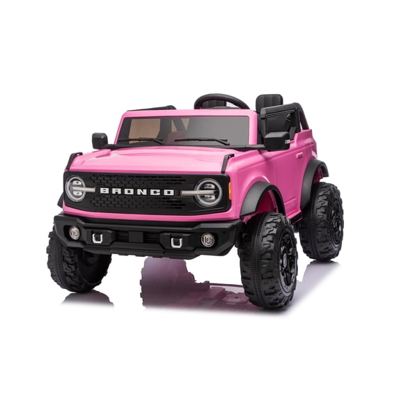 iYofe 24V Ride On Toys for Kids, Licensed Ford Bronco Base Powered Ride On Car w/4 Wheels Spring Suspension, Parent Remote Control, Lights, Music, Electric Cars Toys for Boys Girls Age 3-8, Pink