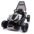 thumbnail image 1 of iYofe 24v Ride on Toys for Big Kids, 400w 7.5 Mph Electric Go Kart W/Front Eva Wheel, Music & Lights, Suspension, Bluetooth, 5 Point Harness, Kids Electric Car Black, 1 of 8