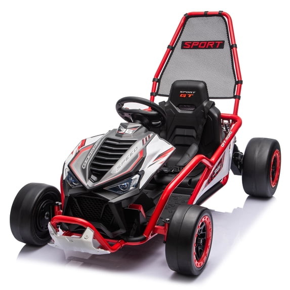iYofe 24v Ride on Toys for Big Kids, 400w 7.5 Mph Electric Go Kart W/Front Eva Wheel, Music & Lights, Suspension, Bluetooth, 5 Point Harness, Kids Electric Car Red