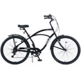 thumbnail image 1 of 26 inch Beach Cruiser Bike for Adults, 7 Commuter Speed Bike for Men Women, Hybrid Bike, , Bicycle with Dual Brakes, Black, 1 of 6