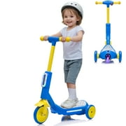 iYofe 3 Wheel Scooter for Kids 3-6, Kids Scooter 3 Wheels 6V Electric Scooter for Kids Boys Girls, Kids Scooter for Toddlers with Music, Steam Sprayer, Colorful Front/Deck Light, Blue