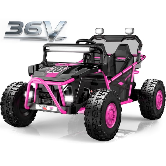 iYofe 36V Electric Ride on Car for Big Kids, 2 Seater Powered Ride on Vehicle for Boys Girls, Kids Electric Car with Bluetooth, FM Radio, Rear Wheel Spring Suspension, 5-8 MPH Speed, Pink