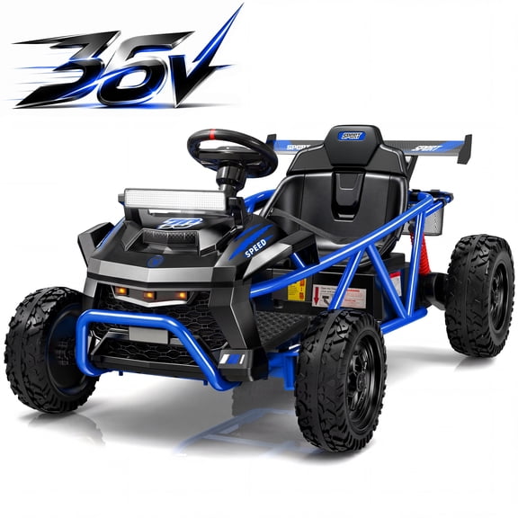 iYofe 36V Electric Ride on Car, 500W Electric Car for Kids with EVA Wheel, Max Speed 9 MPH, Spring Suspension, Adjustable Seat, Bluetooth, Powered Ride on Toys for Big Kids Boys Girls, Blue