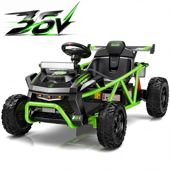 iYofe 36V Electric Ride on Car, 500W Electric Car for Kids with EVA Wheel, Max Speed 9 MPH, Spring Suspension, Adjustable Seat, Bluetooth, Powered Ride on Toys for Big Kids Boys Girls, Green