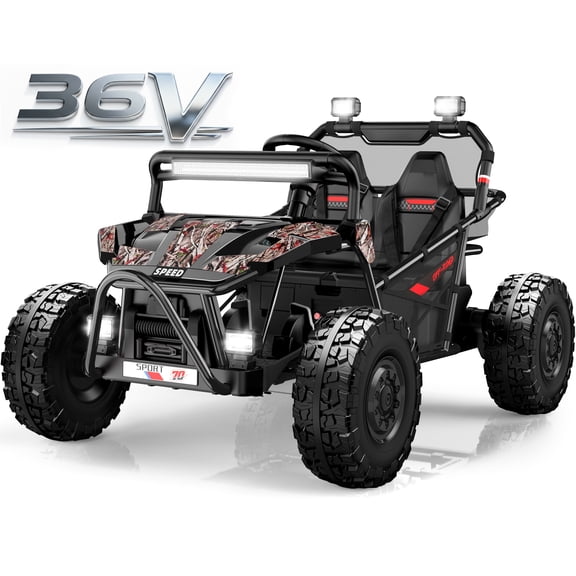 iYofe 36V Electric Ride on Car for Big Kids, 2 Seater Powered Ride on Vehicle for Boys Girls, Kids Electric Car with Bluetooth, FM Radio, Rear Wheel Spring Suspension, 5-8 MPH Speed, Black