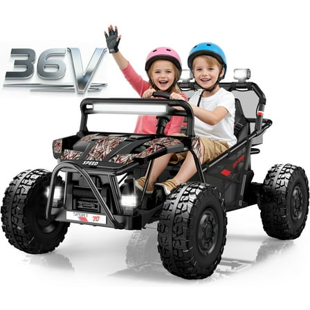 iYofe 36V Electric Ride on Car for Big Kids, Powered Ride on UTV Toys for Boys Girls Ages 6 , Kids Electric Vehicle with Bluetooth, Music, 4 Wheels Spring Suspension, without Remote Control, Black