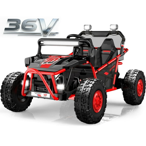 iYofe 36V Electric Ride on Car for Big Kids, 2 Seater Powered Ride on Vehicle for Boys Girls, Kids Electric Car with Bluetooth, FM Radio, Rear Wheel Spring Suspension, 5-8 MPH Speed, Red