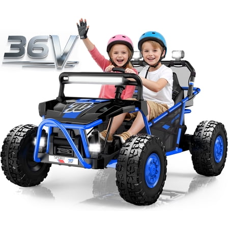 iYofe 36V Electric Ride on Car for Big Kids, Powered Ride on UTV Toys for Boys Girls Ages 6+, Kids Electric Vehicle with Bluetooth, Music, 4 Wheels Spring Suspension, without Remote Control, Blue