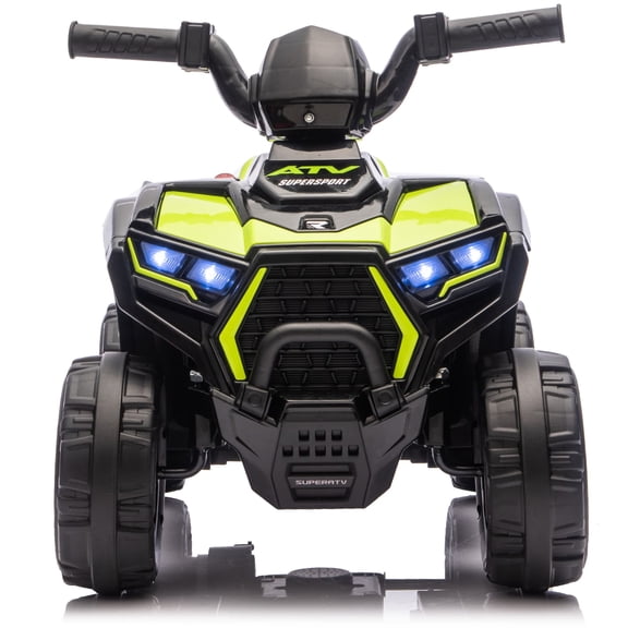 6V Carros Eléctricos Para Niños, 4-Wheeler Quad ATV Play Car w/ 2.5MPH Max Speed, iYofe Ride on Toys w/ Treaded Tires, LED Lights, Push-Button Accelerator, Big Wheels for Kids 2-6,Green