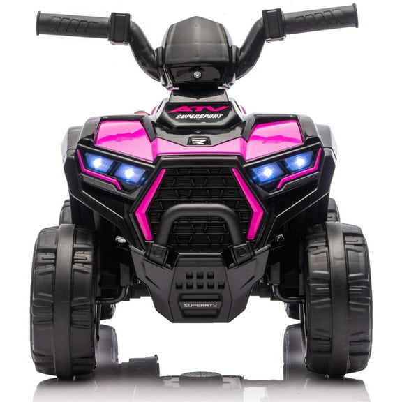 6V Carros Eléctricos Para Niños, 4-Wheeler Quad ATV Play Car w/ 2.5MPH Max Speed, iYofe Ride on Toys w/ Treaded Tires, LED Lights, Push-Button Accelerator, Big Wheels for Kids 2-6,Rose