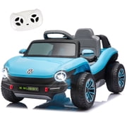 12V Ride on Toys, Licensed Volkswagen Beetle Powered Ride on Cars with Remote Control, Bluetooth, Music, USB Ports, LED Lights, 4 Wheels Suspension, Electric Car for Kids Boys Girls Ages 2-5, Blue