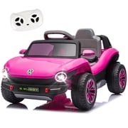 12V Ride on Toys, Licensed Volkswagen Beetle Powered Ride on Cars with Remote Control, Bluetooth, Music, USB Ports, LED Lights, 4 Wheels Suspension, Electric Car for Kids Boys Girls Ages 2-5, Pink