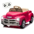 thumbnail image 1 of 12V Ride on Toys, Licensed Chevrolet 3100 Powered Ride on Cars with Remote Control, Bluetooth, Music, USB Ports, LED Lights, 4 Wheels Suspension, Electric Car for Kids Boys Girls Ages 3-6, Pink, 1 of 9