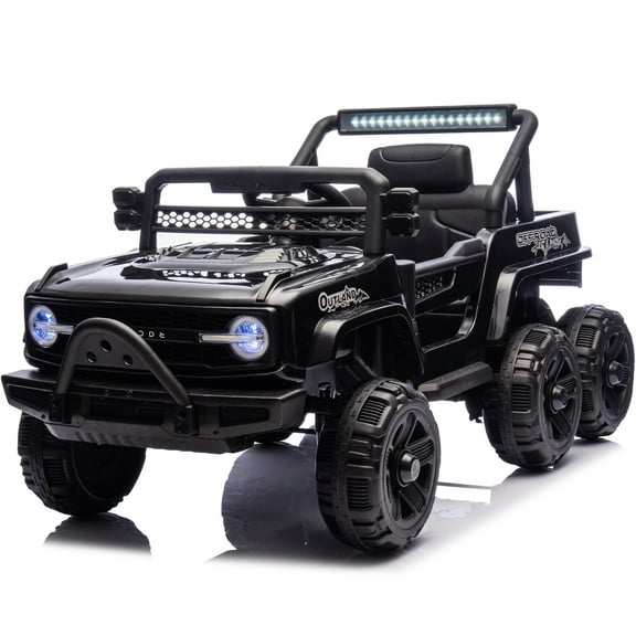 iYofe 12V Powered Ride on Toy Cars for Kids Toddlers with Remote Control, Bluetooth, Music, LED Lights, USB/AUX Ports, 6 Wheels Suspension, Black