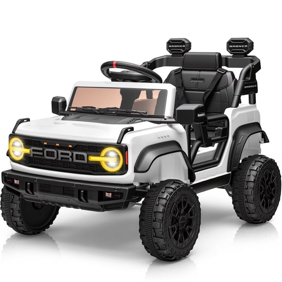iYofe Ford Ford Bronco Raptor Electric Ride on Cars for Kids, 12V Powered Ride on Toys Truck with Remote Control, 4 Wheels, Spring Suspension, White