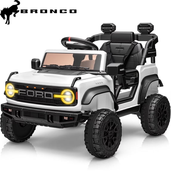 iYofe Ford Ford Bronco Raptor Electric Ride on Cars for Kids, 12V Powered Ride on Toys Truck with Remote Control, 4 Wheels, Spring Suspension, White