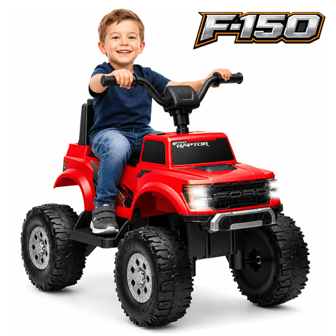 iYofe 12V Kids ATV Ride on, Ford F-150 Ride on Toys w/LED Lights, Battery Powered Riding Toy Car for Kids Toddlers 2-4, Red