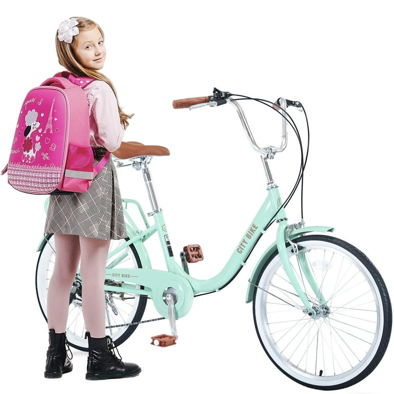 iYofe Girls Bike 22in for 8 12 Years Old Shimano 7 Speed Kids Bicycle Girls City Bike with Backseat Kids Bike with Dual Brake Green