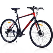 iYofe Hybrid Bike 700C for Men and Women, Shimano 21 Speed Road Bike, 85% Pre-assembled, City Bike Commuter Bike, Black