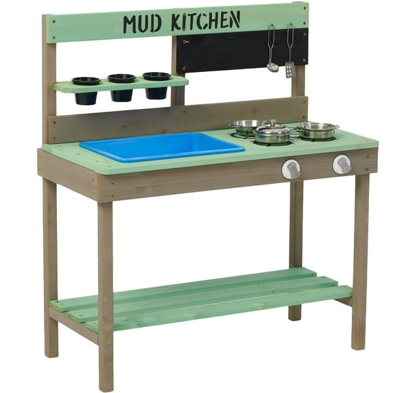 iYofe Kids Kitchen Playset, Wooden Outdoor Mud Kitchen Toy Kitchen Sets, Kids Outdoor Kitchen Playset with Water Play Set, Cooking Toys, Pretend Play Kitchen Toy Set for Boys Girls Ages 3-8 Gifts