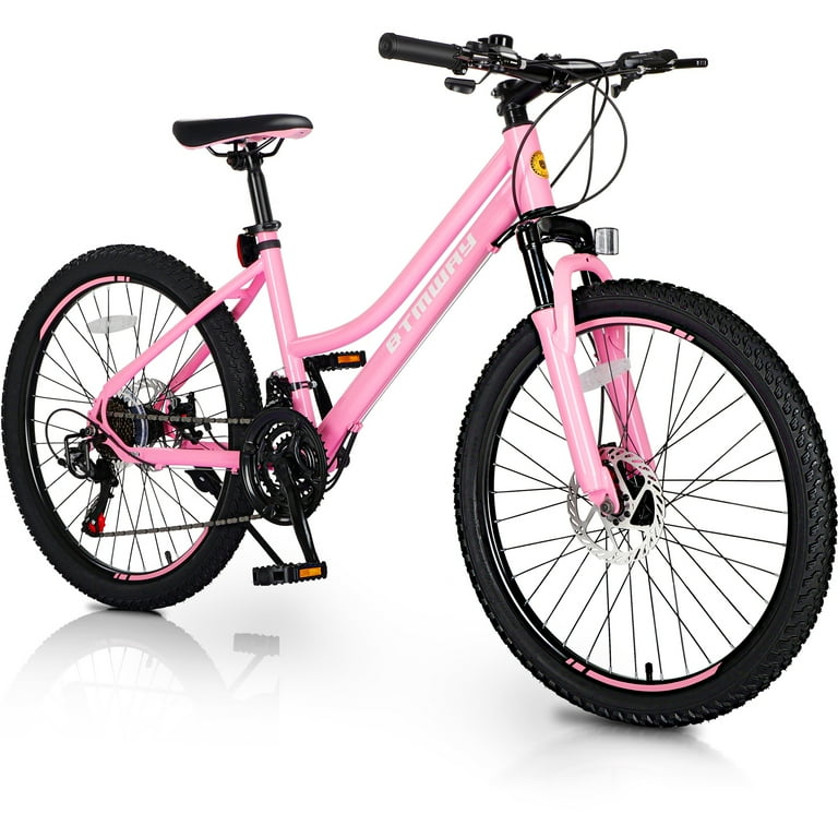 iYofe 24inch Mountain Bikes for Girls Kids Teens Womens Adults, 21 Speed  Mountain Bike with Dual Disc Brake, Girls Bicycle, Commuter bike  w/Adjutable
