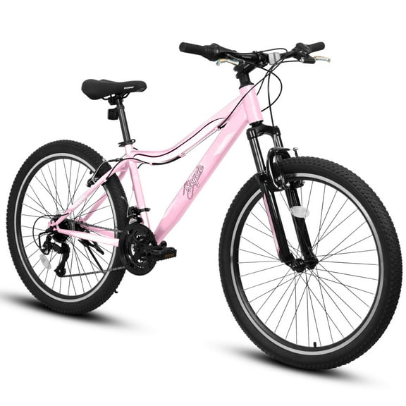 iYofe 24inch Mountain Bikes for Girls Kids Teens Womens Adults, 21 Speed Mountain Bike with Dual V-Brakes, Girls Bicycle, Commuter bike w/Adjutable Seat Height, Pink