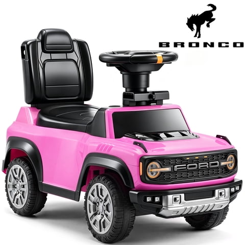 iYofe Toddlers Push Car, Licensed Ford Bronco Raptor Foot-to-Floor Ride on for Toddlers 18-36 Months, 2-in-1 Push Walker Ride on Toys with Music, Horn, Under Seat Storage, Anti-Tip Support, Pink