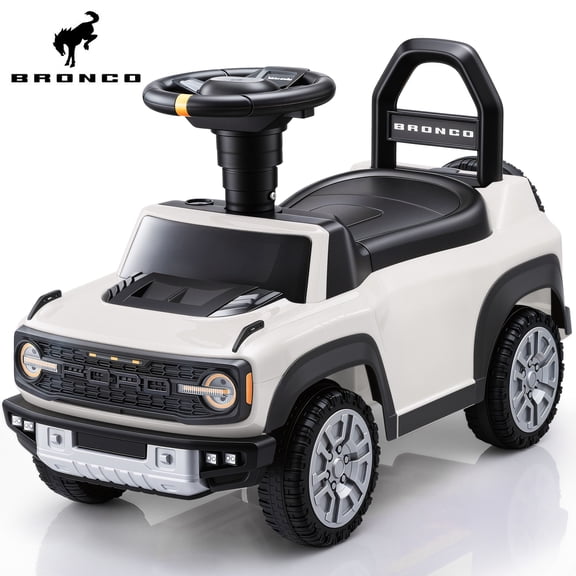 iYofe Kids Ride on Push Car 2 in 1, Ford Bronco Raptor Toddlers Ride on Push Toys with Horn, Music, Handle, Under Seat Storage, Ride on Toys for Toddlers 18 Months +, White