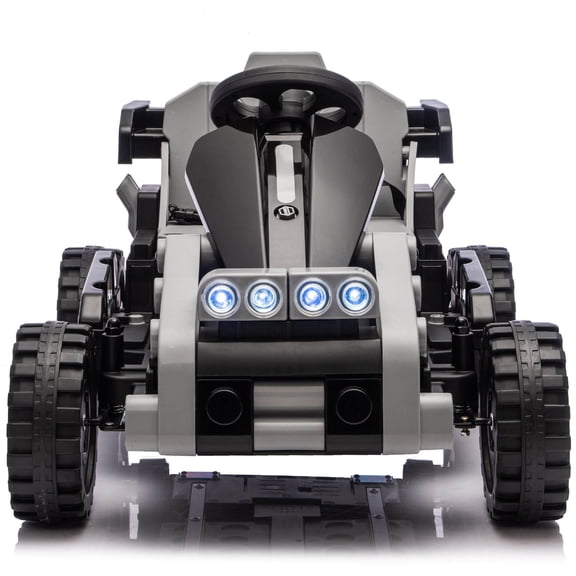 iYofe Electric Go Kart for Kids, Different 2-in-1 Truck/Go Kart Freely Switched, 12v Ride on Toys with Remote Control, LED Lights, Bluetooth Music, 4-Wheel Suspension, Kids Driveable Car, Black