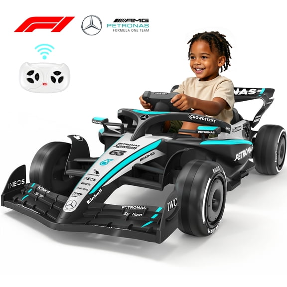 iYofe 12V Kids Go Kart, Licensed Mercedes-Benz F1 W16 Electric Go Kart, with Remote Control, Soft Start & Soft Stop, Built-in Music, Bluetooth, Ride on Toys for Kids Ages 3-5, Drift Kart