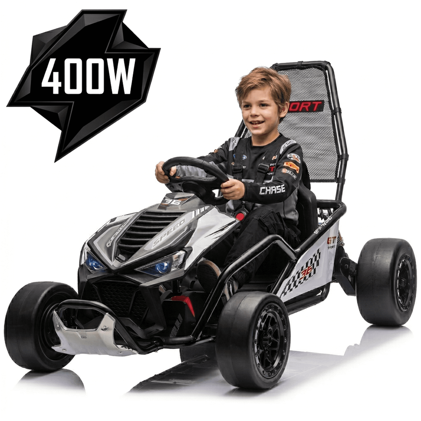 24V 400W Powered Ride on Cars, 2-IN-1 Kids Go Kart/Drift Car with
