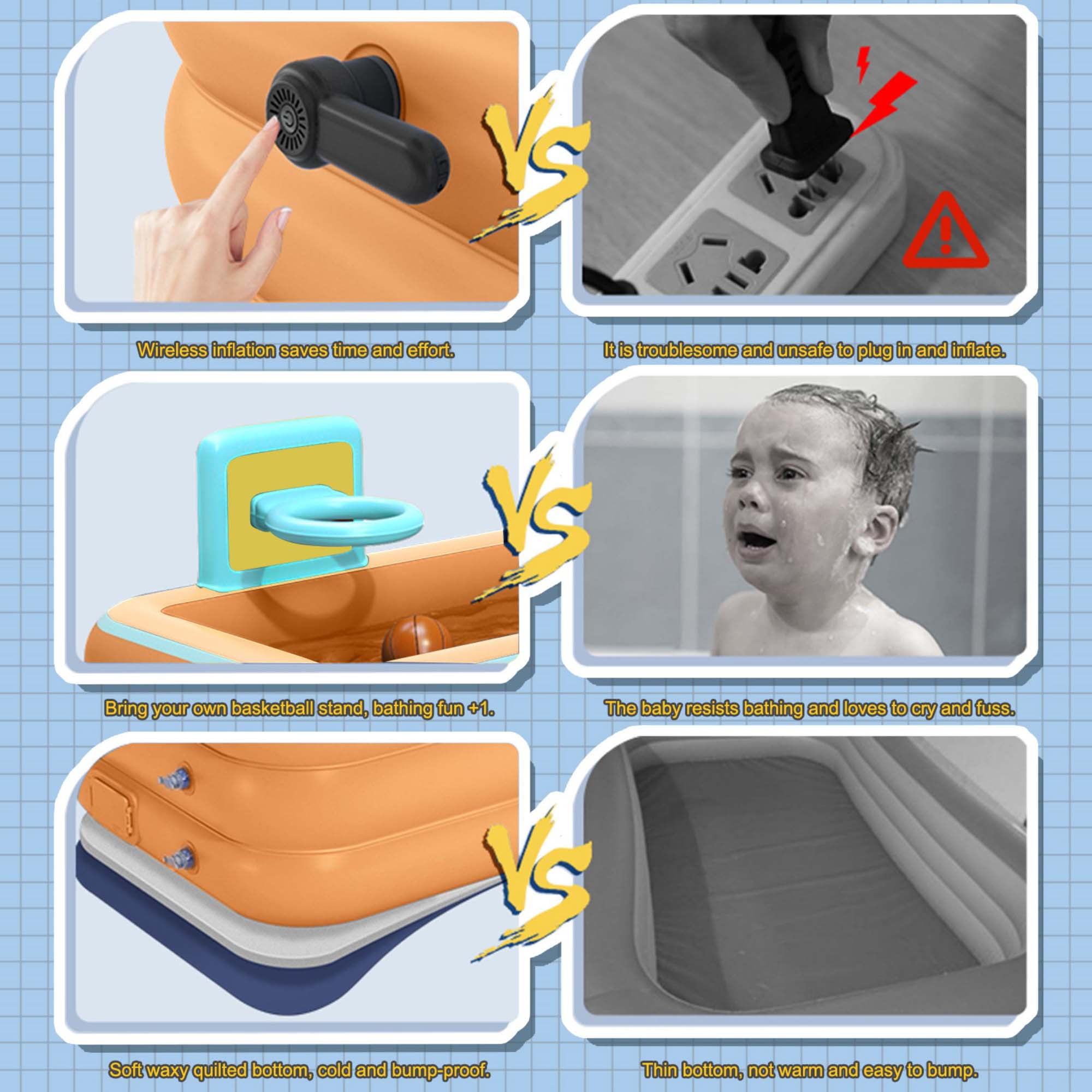 iYofe Toy Inflatable Pool with Basketball Rack, 20 x 63 x 33 inch ...