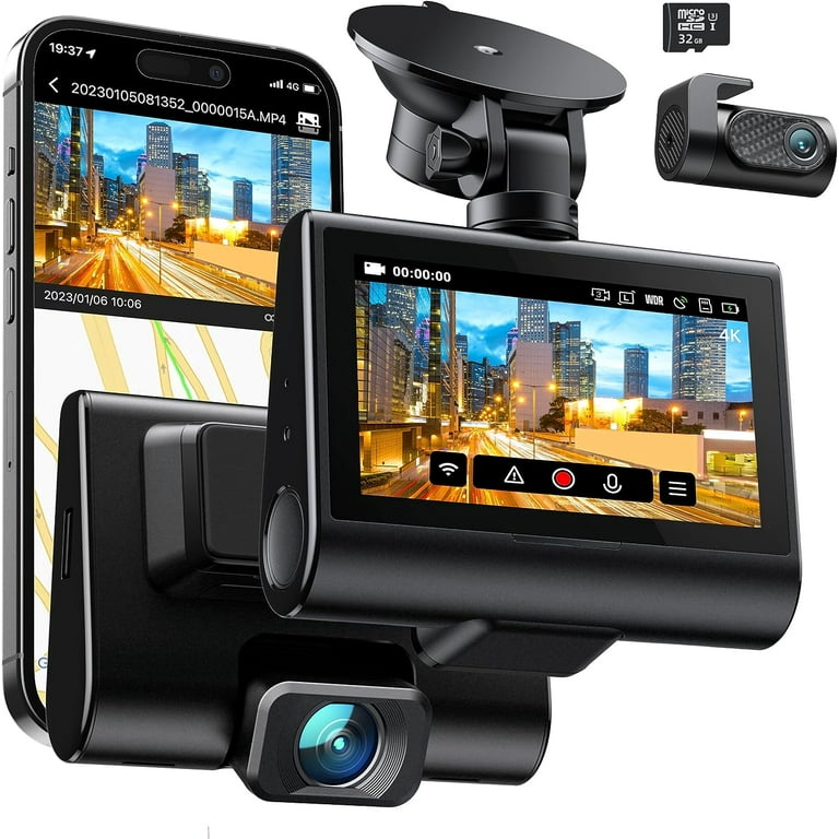 Dash Cam Front and Rear 2K+1080P, Free 64GB SD Card, Built-in WiFi, 4K  Single Front Dash Camera for Cars, Car Camera, Dual Dashcams for Cars with