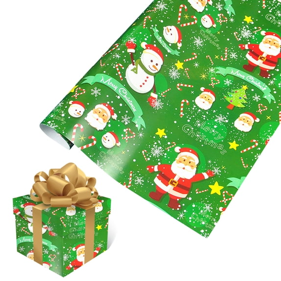 iZHH 2Pcs Christmas Wrapping Paper ( 75cmX51cm, 4.11 Square Feet)Single-sided, Classic Santa Claus And Other Patterns for Christmas, Party, Holiday, D