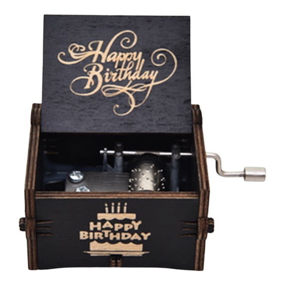 iZHH Happy Birthday Music Box, Wooden Hand Cranked Music Box, Ideal for Birthdays, A