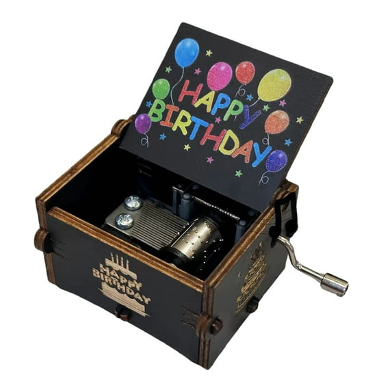 iZHH Happy Birthday Music Box, Wooden Hand Cranked Music Box, Ideal for Birthdays, H