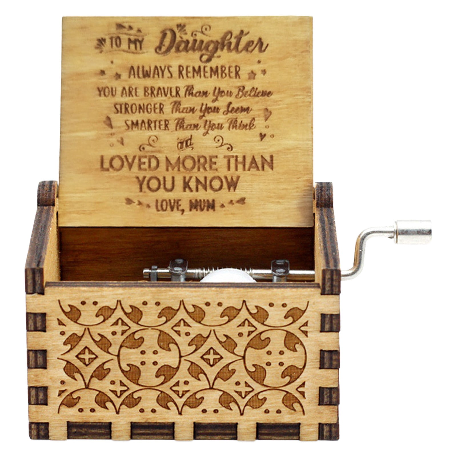 iZHH Music Box Hand Crank Engraved Musical Box Antique Vintage