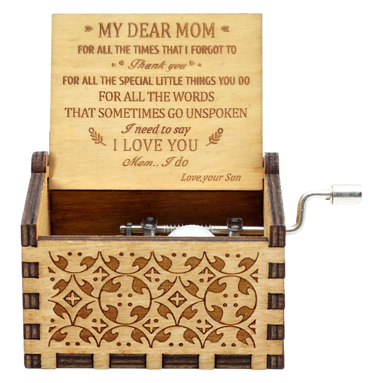 iZHH Music Box Hand Crank Engraved Musical Box Antique Vintage