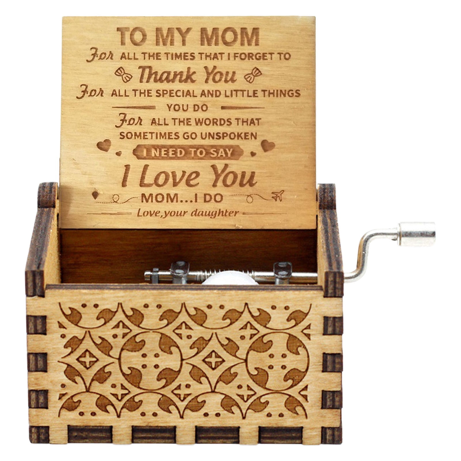 iZHH Music Box Hand Crank Engraved Musical Box Antique Vintage