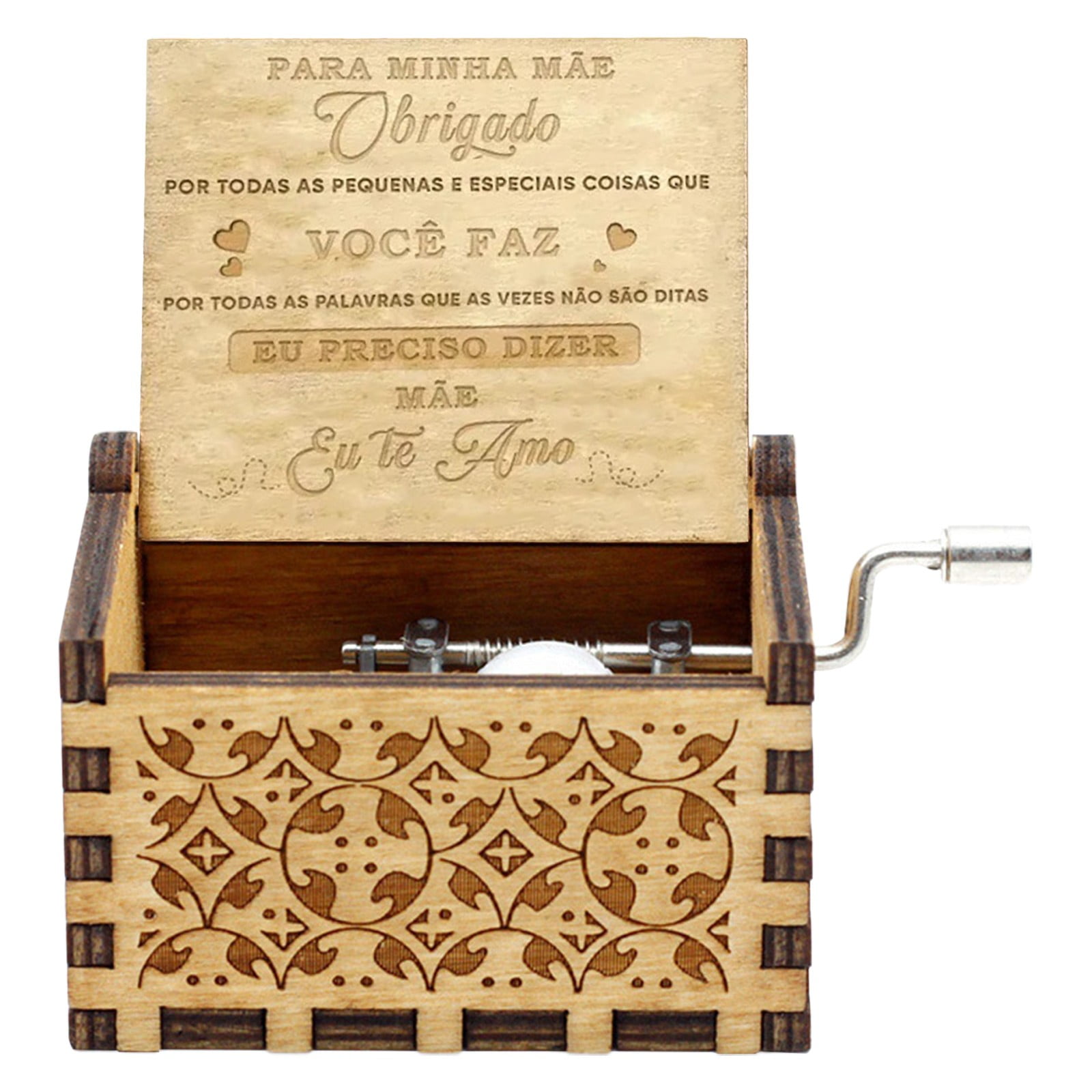 iZHH Music Box Hand Crank Engraved Musical Box Antique Vintage