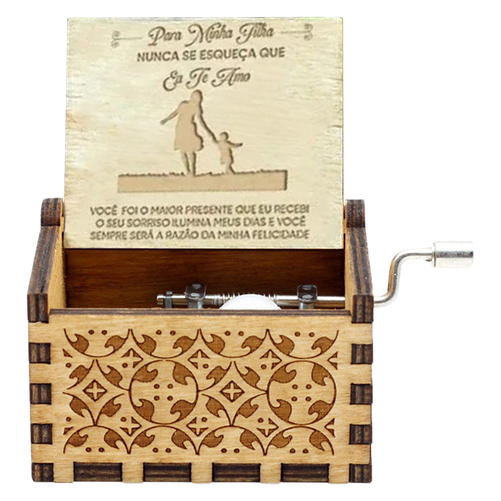 iZHH Music Box Hand Crank Engraved Musical Box Antique Vintage