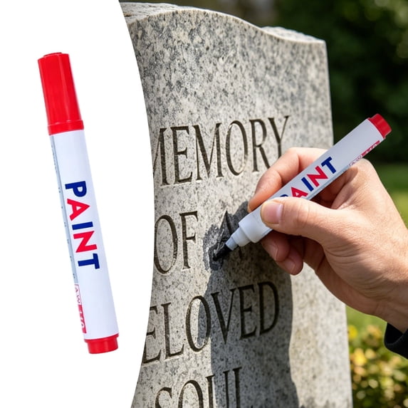 iZHH Stone Restoration Marker Pen Set 5ml, Waterproof Heat Resistant Metal Tip Paint Pens, Engraving Repair, Concrete Stone Metal Surface Refinishing, Multi Color Outdoor Durable Repair Kit, Red