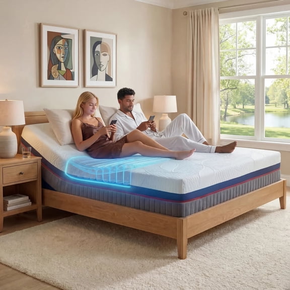 iZone 14" Smart Mattress, Dual-Sided Adjustable Plush to Firm, King - Personalized Lumbar Support for Couples, Compatible with Adjustable Bases, 100-Night Trial