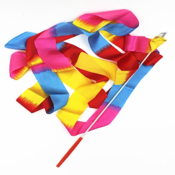 iaksohdu 4m Gymnastics Rhythmic Dancing Ballet Ribbon Streamer Twirling Rod Wand