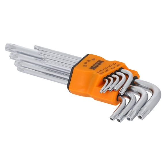 iaksohdu 9Pcs/Set Torx Key Set L-Type Tamperproof Steel Security Bits Long Arm Star Wrenches for Cars