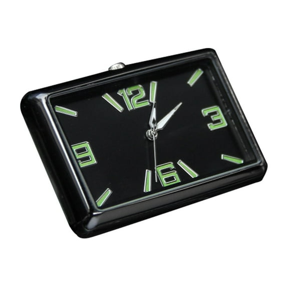 iaksohdu Analog Car Clock Rectangular High/Low Temperature Resistant Fluorescent Digital Button Battery Operated Car Decoration Pointer Universal Car Dashboard Mini Clock for Automobile