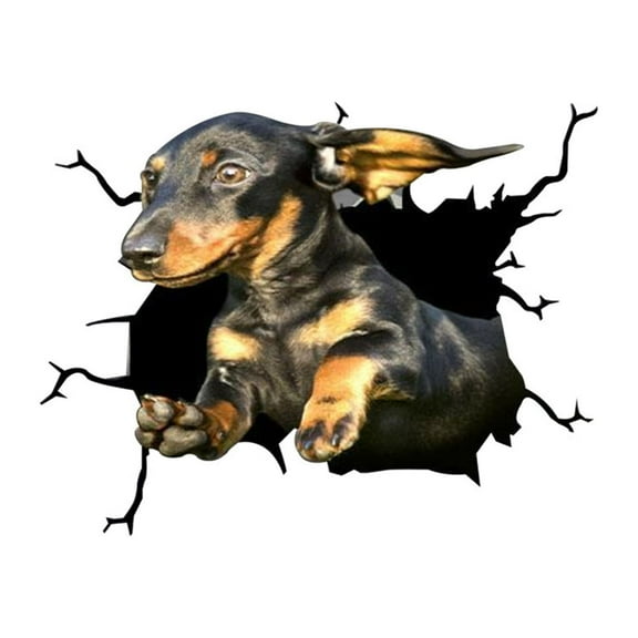 iaksohdu Car Funny Stickers Realistic Exquisite Pattern Simulation Pet Crack Design 3D Effect Decorate Eye-catching 3D Simulation Cute Car Window Sticker for Automobile