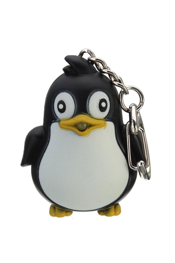 Cute Animal Penguin LED Light with Sound Key Chain Key Ring Torch Xmas Gift