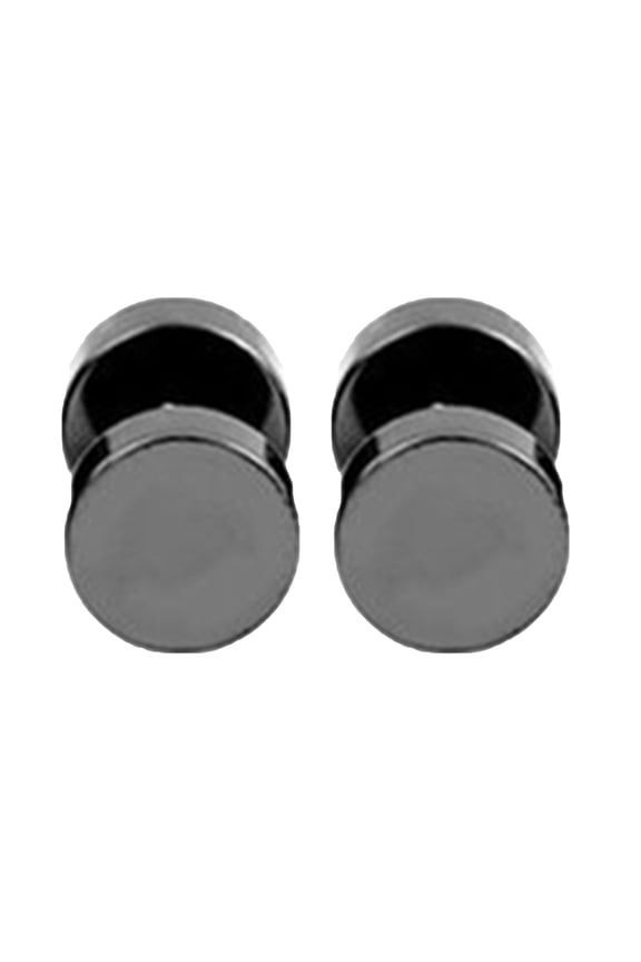 Men Cool Punk Round Black Stainless Steel Ear Stud Piercing Earrings 3mm - 14mm