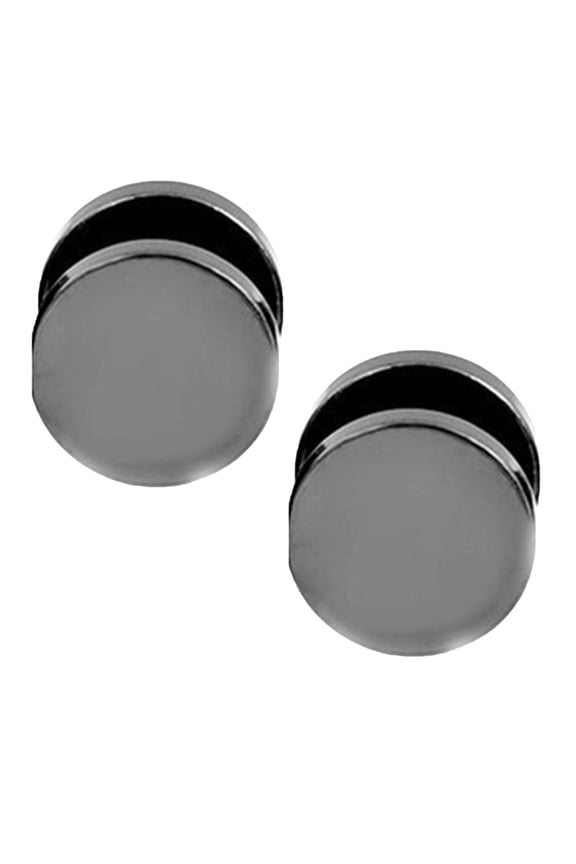Men Cool Punk Round Black Stainless Steel Ear Stud Piercing Earrings 3mm - 14mm